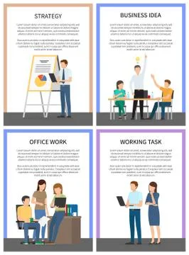 Business Idea Strategy Working Office Task Posters Illustrazione stock