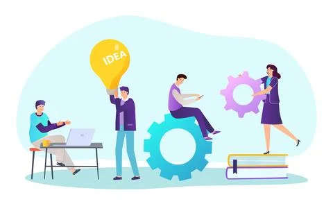 Business idea teamwork concept, vector illustration, flat people character use Stock Illustration