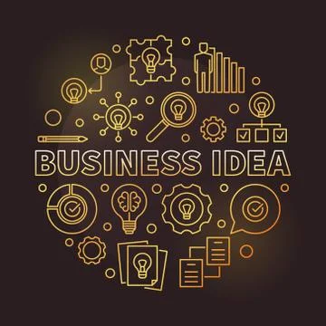 Business idea vector outline circular golden illustration Stock Illustration