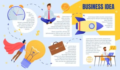 Business Ideas Generation Flat Vector Poster Stock Illustration