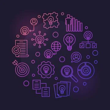 Business Ideas vector round colored outline illustration Stock Illustration