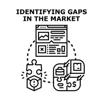 Business identifying market gaps finding solutions Stock Illustration