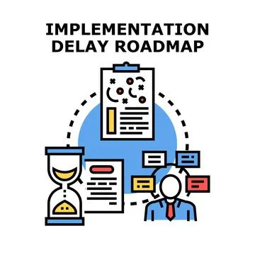 Business implementation delay roadmap planning concept Stock Illustration