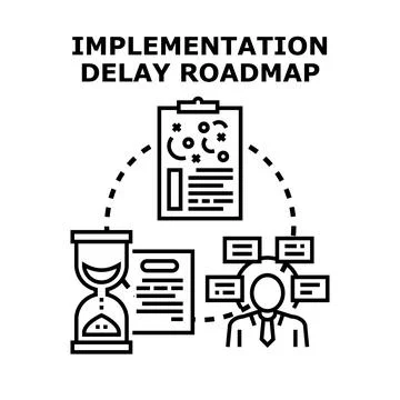 Business implementation delay roadmap planning concept Stock Illustration