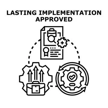 Business implementation process approval plan concept Stock Illustration