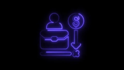 Business income decrease concept animated neon style on black background 库存影片 308708565