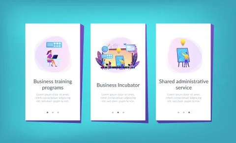 Business incubator app interface template. Stock Illustration