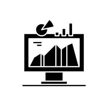 Business indicator system black icon, vector sign on isolated background Illustrazione stock