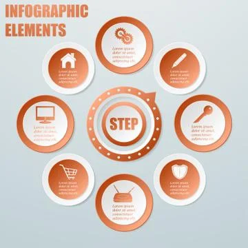 Business Info graphic from circles with pointer. 스톡 일러스트