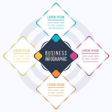 Business Infographic 4 Steps, objects, elements or options design business info Stock Illustration
