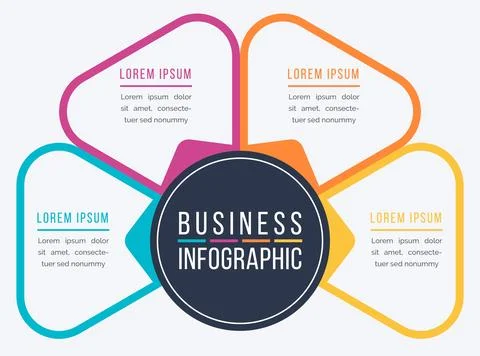 Business Infographic 4 Steps, objects, elements or options infographics design Ilustração Stock