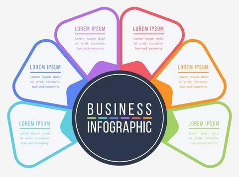 Business Infographic 6 Steps, objects, elements or options infographics design 库存插图