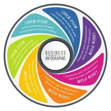 Business Infographic 7 Steps, objects, elements or options infographics template 库存插图