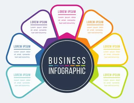 Business Infographic 7 Steps, objects, elements or options infographics design イラスト素材