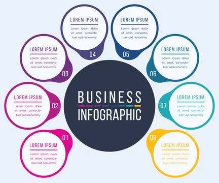 Business Infographic 8 Steps for Data Visualization Stock Illustration