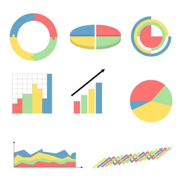 Business Infographic Chart Vector Set: Colorful Flat Data Visualization Stock Illustration