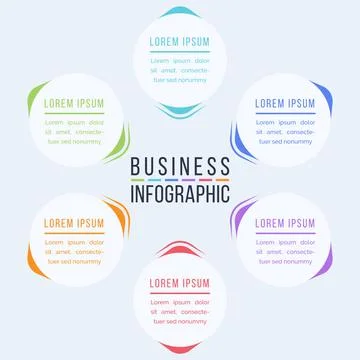 Business Infographic design 6 Steps, objects, elements or options business info Stockillustratie
