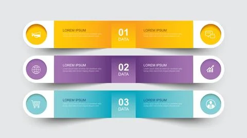 Business infographic design template with three horizontal data. Stock Illustration