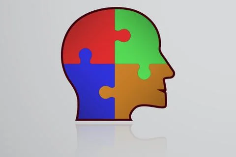 Business infographic element. Head shape icon with colorful puzzle pieces Stock Illustration