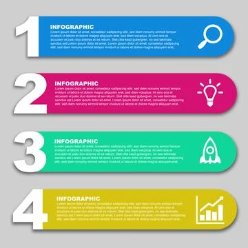 Business infographic elements with 4 step options, numbered vector template.. Stock Illustration