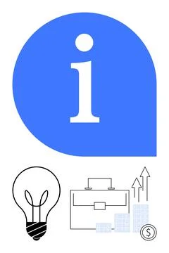 Business infographic elements featuring information icon, lightbulb, briefcase Stock Illustration