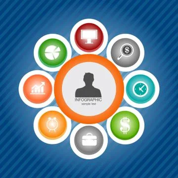 Business infographic elements, pie chart, business steps, flat design Stockillustratie