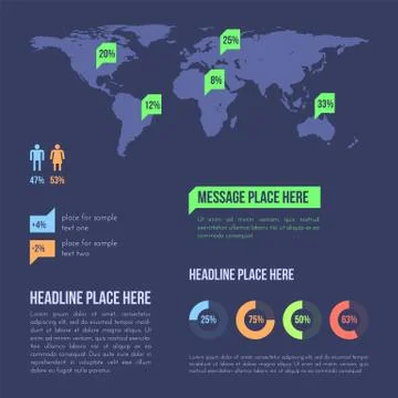 Business infographic elements template set. Illustrazione stock