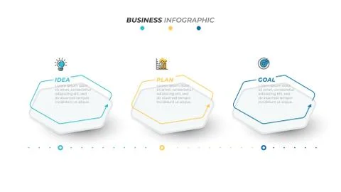 Business infographic modern hexagon layout design label with 3 options. Stock Illustration
