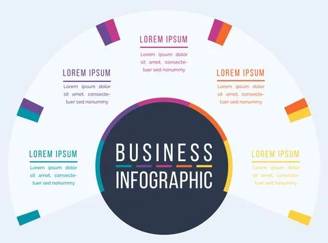 Business Infographic Template with Five Sections Stock Illustration
