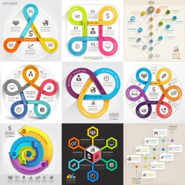 Business infographic template set. Vector illustration. Stock Illustration
