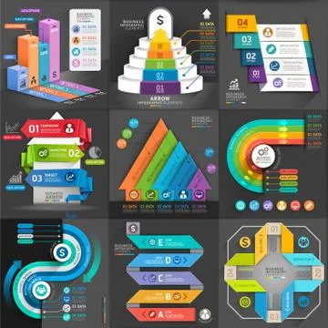Business infographic template set. Vector illustration. Ilustração Stock