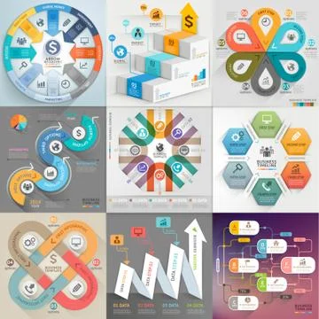 Business infographic template set. Vector illustration. Stock Illustration