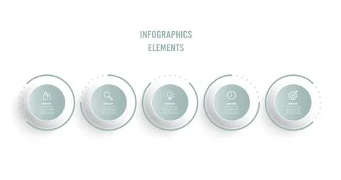 Business infographic thin line process with circles template design with ic.. Stock Illustration