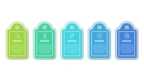 Business infographic thin line process with square template design with ico.. Stock Illustration