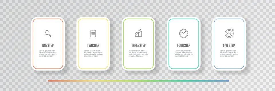 Business infographic thin line process with square template design with icons Stock Illustration