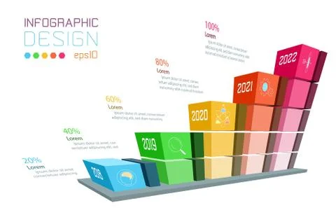 Business infographic on three dimensional graph bar.. Stock Illustration