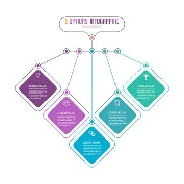 Business infographics consisting of five elements for visual presentation, pl Stock Illustration