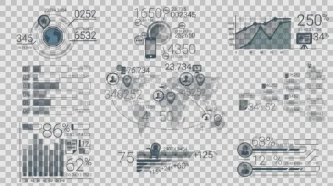 Business Infographics Dark Blue Elements With Alpha Channel Stock Footage 65109531