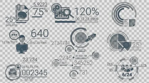 Business Infographics Dark Blue Elements With Alpha Channel Stock Footage 65110450