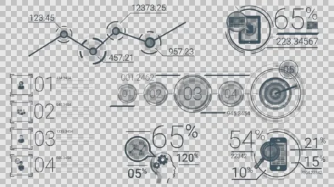 Business Infographics Dark Blue Elements With Alpha Channel Stock Footage 65112394