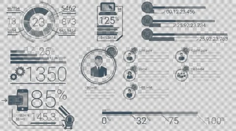 Business Infographics Dark Blue Elements With Alpha Channel Stock Footage 65112908