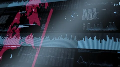 Business infographics data with earth world map looped animation Stock Footage 340238189
