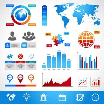 Business infographics layout design elements Stock Illustration