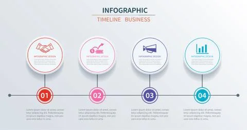 Business infographics template 4 data with circle. Can be used for workflow.. 库存插图