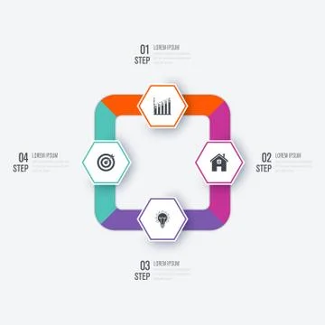 Business infographics template 4 steps Stock Illustration