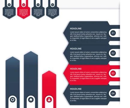 Business Infographics vector elements, 1, 2, 3, 4 steps, timeline and arrows  스톡 일러스트