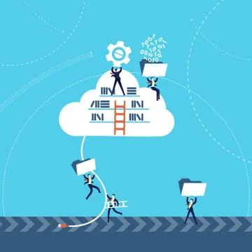 Business information on cloud data storage online イラスト素材