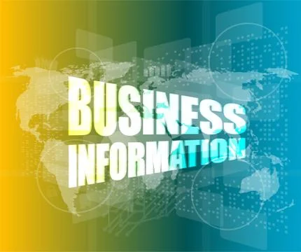 Business information on digital touch screen, 3d Stock Illustration