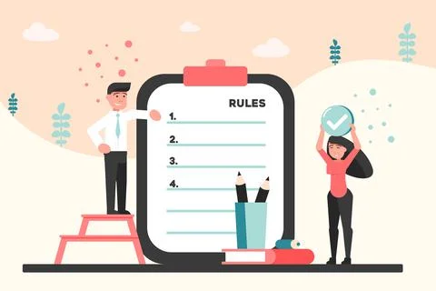 Business, information, presentation, rules concept Stock Illustration