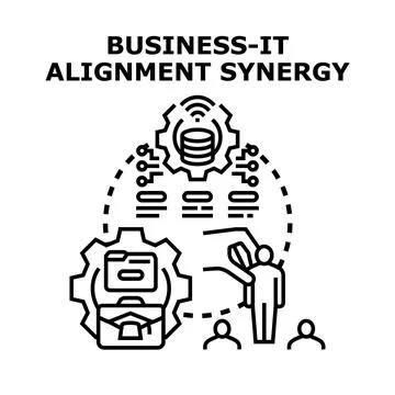Business information technology alignment synergy concept Stock Illustration